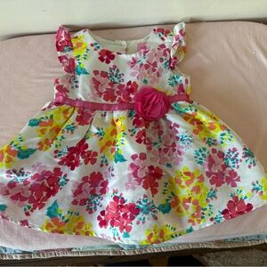 The Children’s PLACE Multicolor Floral soft satin party dress 6-9 month baby